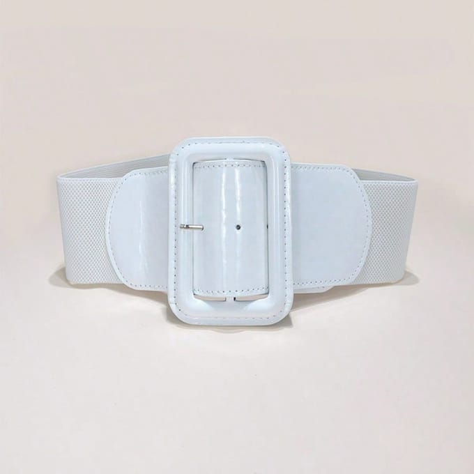 Rode elastische tailleband voor casual trenchcoat elastisch eenvoudige zwarte brede riem wit