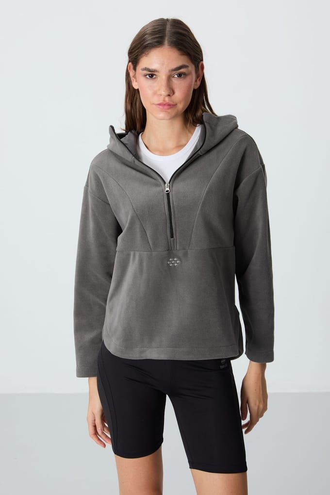 Overgrote Pluche Half-rits Hoody Sweatshirt