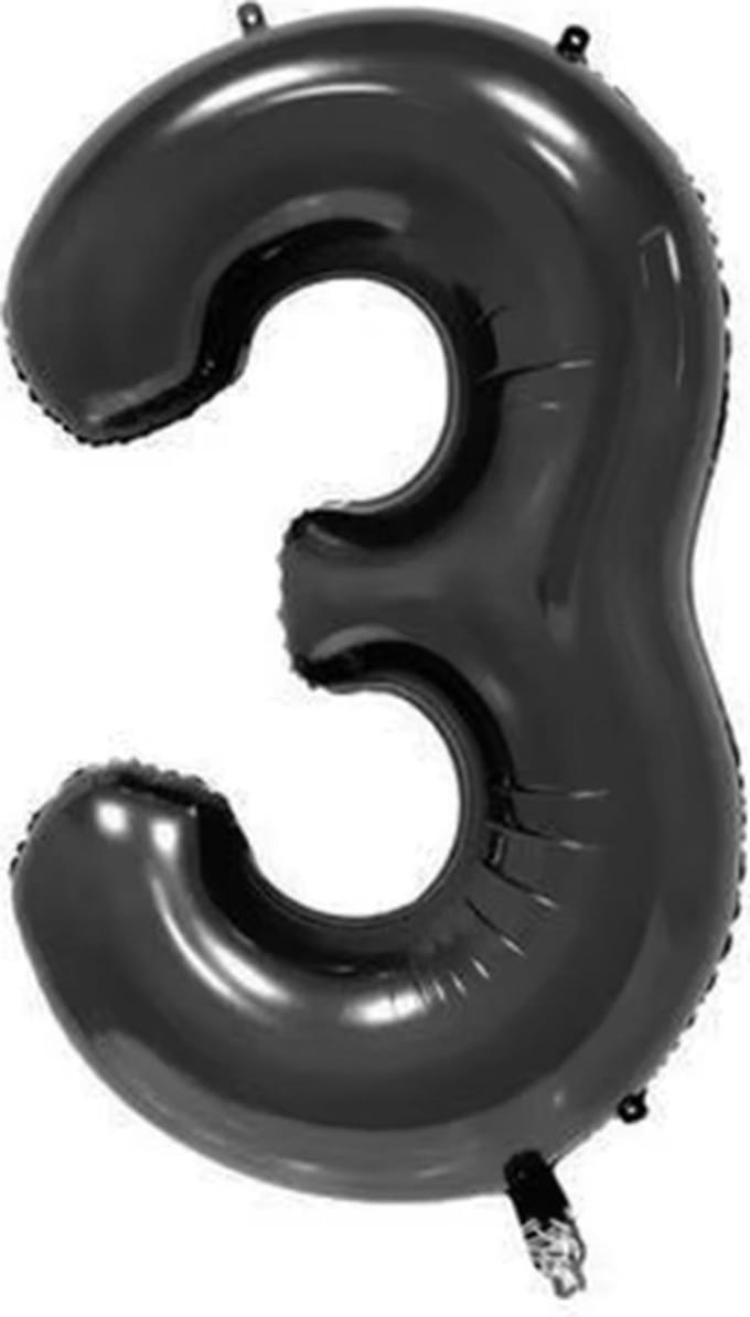 Jumada's - Folieballon - 3 jaar - zwart - 41cm