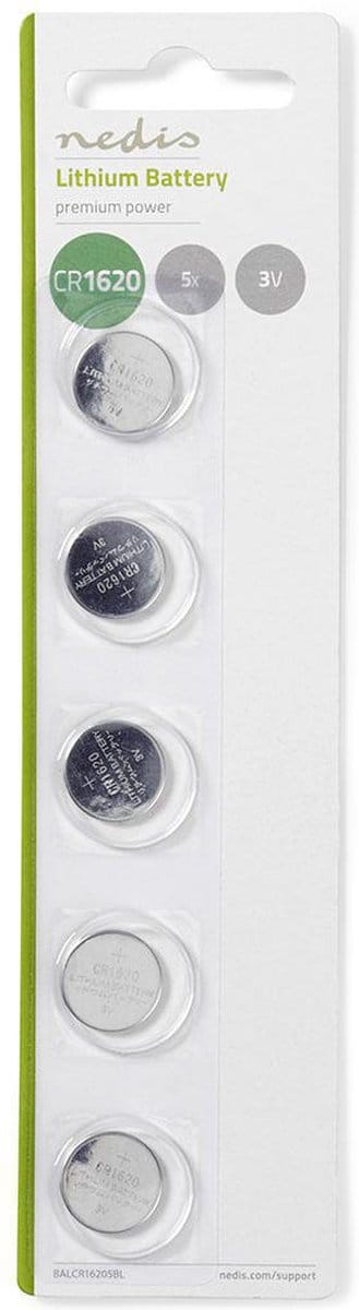 Nedis Lithium-Knoopcelbatterij CR1620 - 3 V DC - 5-Pak