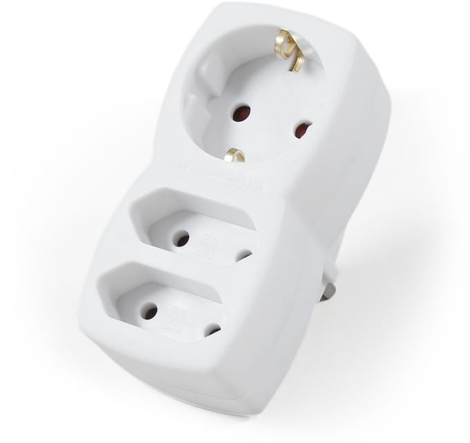 McPower Doorvoerstekker - 3 stopcontacten - Splitter met max 3680 Watt - Wit