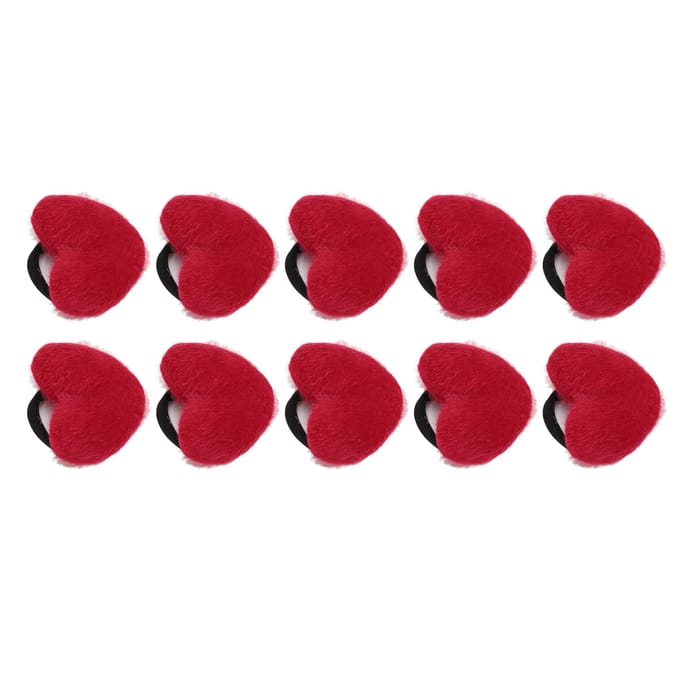 10pcs Coussin d'épingle de poignet Doux Élastique en Forme de Cœur Portable Coussin d'aiguilles pour Couture Quilting red