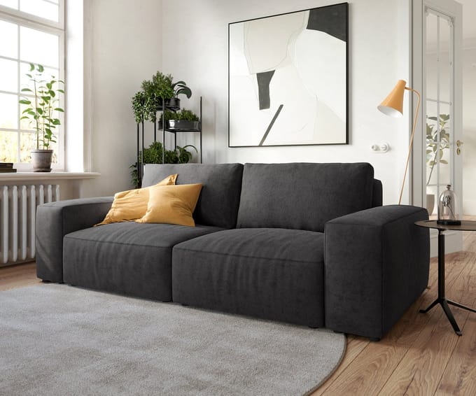 Big-sofa Lanzo microvezel zwart 230x95 cm