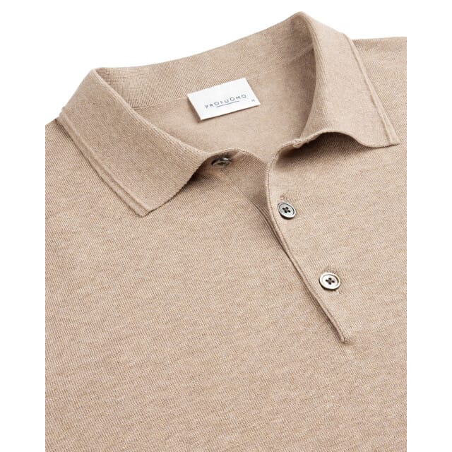 Profuomo Knitted Poloshirt Beige - Maat S - Heren