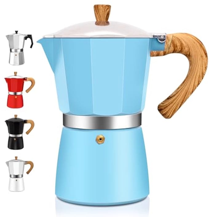 Aluminum 6 Cup Espresso Moka Pot - Italian Classic Coffee Maker for Home & Camping
