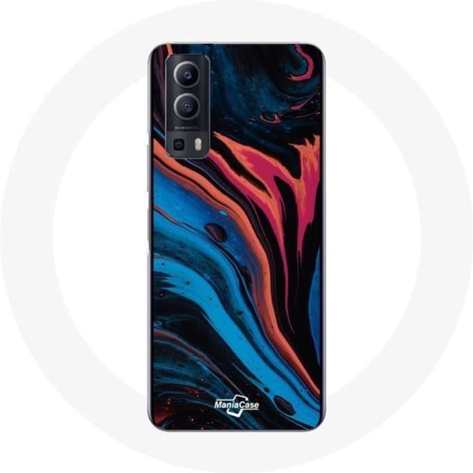 Coque Vivo Y72 blauw zwart rood abstracte textuur achtergrond