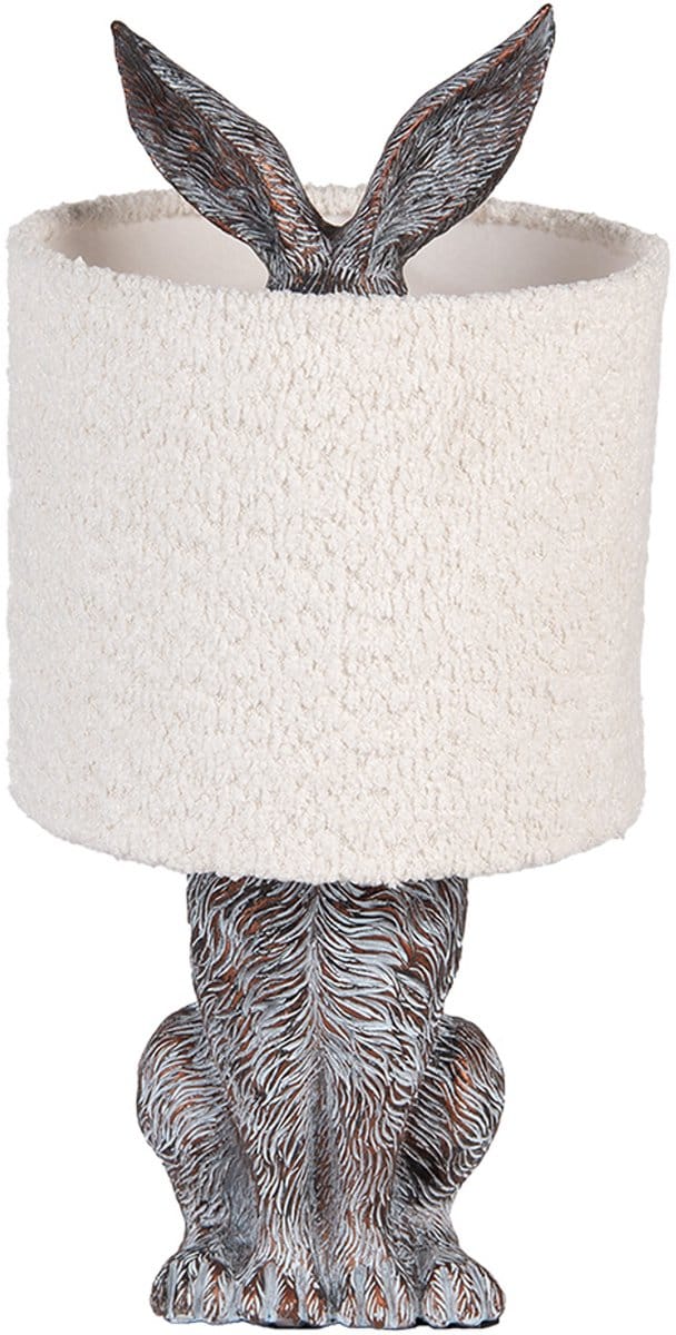 Clayre & Eef Tafellamp Konijn Ø 20x43 cm Bruin Beige Kunststof
