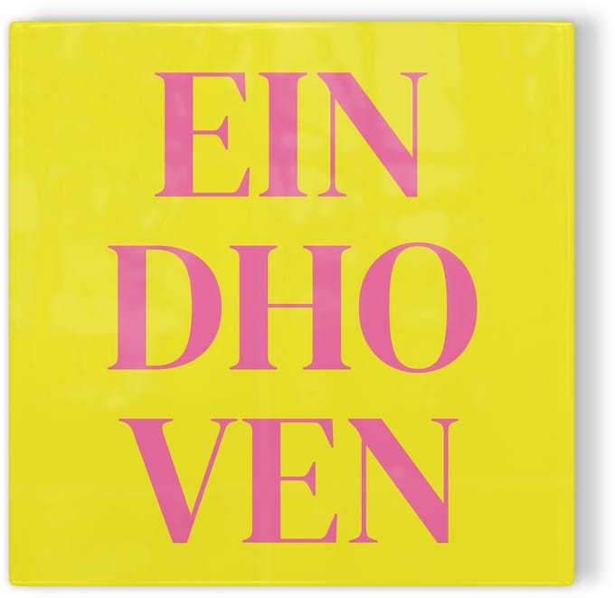 Tegeltje Eindhoven - geel roze - tegeltje stad - tegeltje met tekst