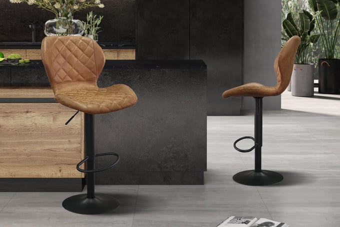Barkruk 'Malaga' PU Cognac (2 stuks)
