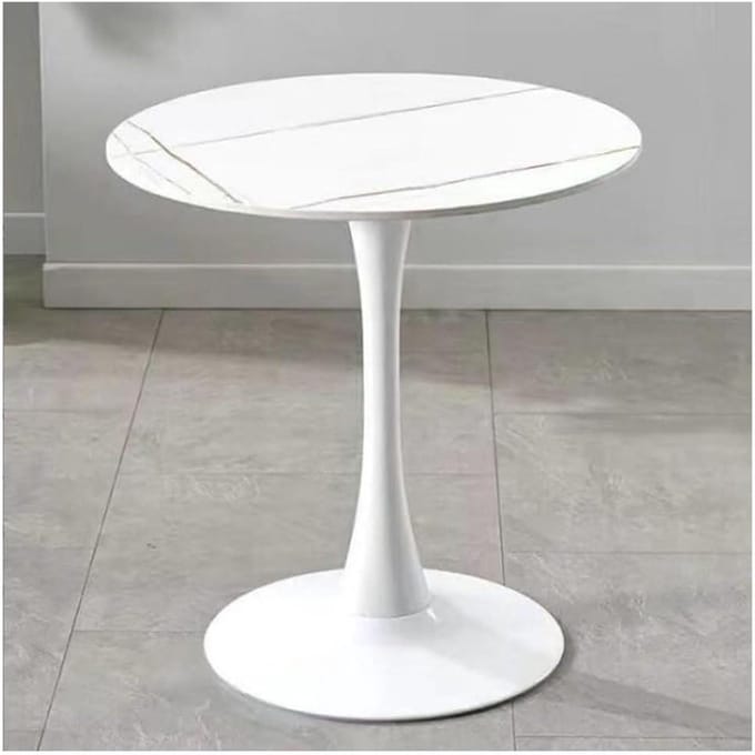Eettafel Rond - Keukentafel - Gezellig Eten - Sintersteen Blad - 60 cm - Marmerlook