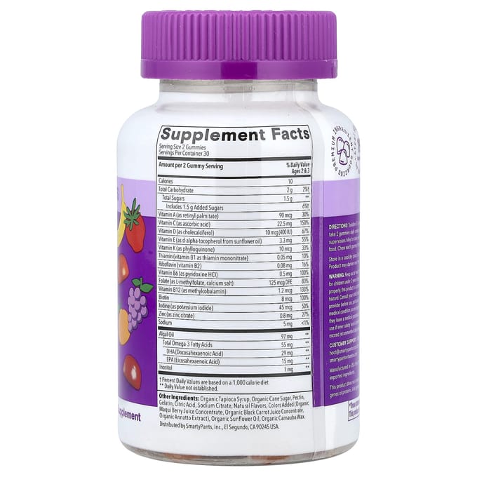 SmartyPants, Peuter Plus, Multi & Omega, Druif, Sinaasappel, Aardbei, Banaan, Gummies, 60 Stuks