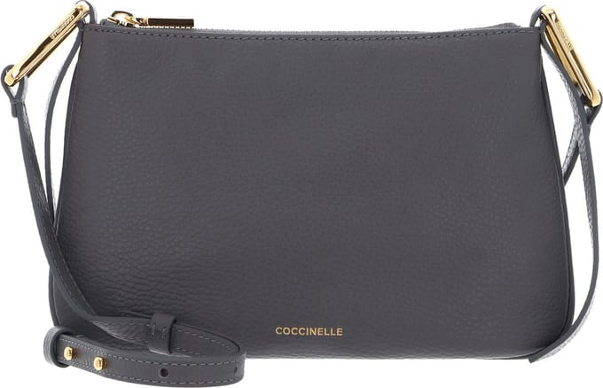 COCCINELLE Leren Schoudertas Magie Mini Bag Grained Leather Grafite Grijs