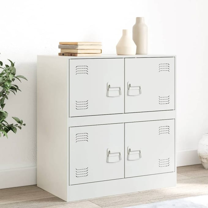 vidaXL - Dressoir - 67x39x73 - cm - staal - wit