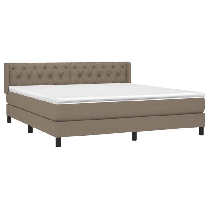 vidaXL - Boxspring - met - matras - stof - taupe - 160x200 - cm