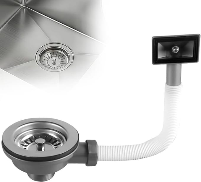 Strainer Basket voor Keuken en Badkamer, RVS Afvoer Set met Overloop, Diameter 110 mm, Ideaal voor Efficiënte Afvoer en Vuilopvang