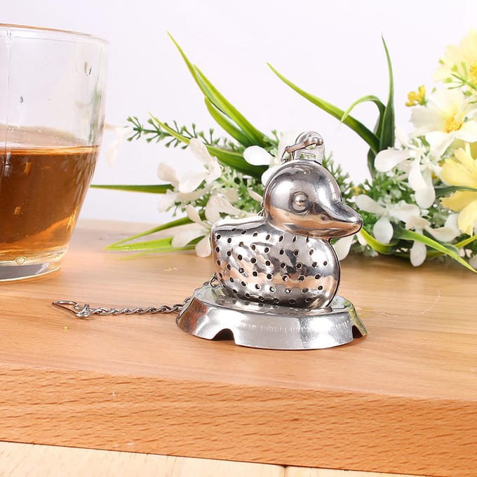 Roestvrij Staal Losse Thee Blad Infuser Bal Zeef Filter Diffuser Kruiden Specerijen Eend Vorm gray