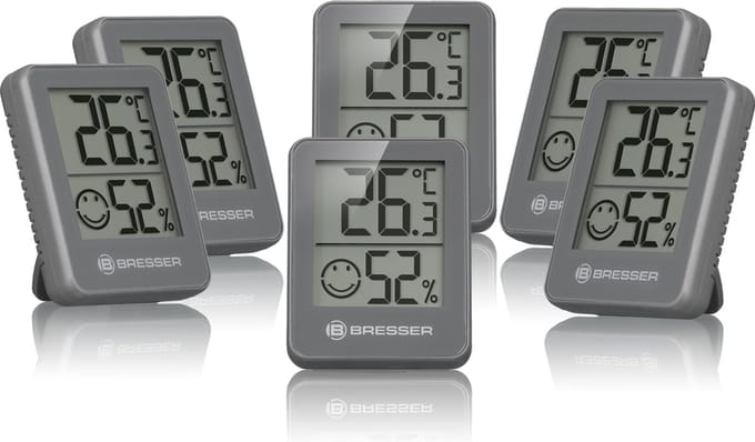 Bresser Weerstation - ClimaTemp Hygro Indicator - Set van 6 - Antraciet