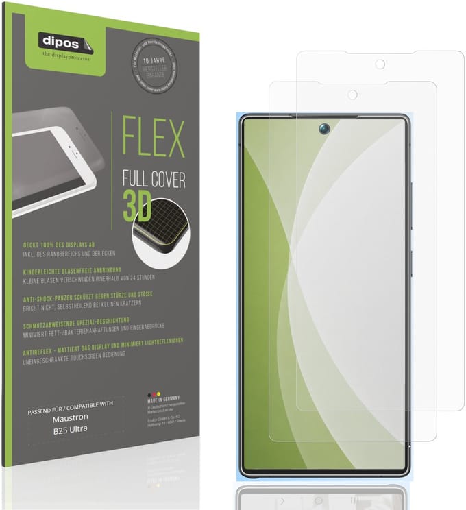 dipos FLEX – 2x Matte Screenprotector geschikt voor Maustron B25 Ultra | Volledige Schermbescherming | Case-Friendly