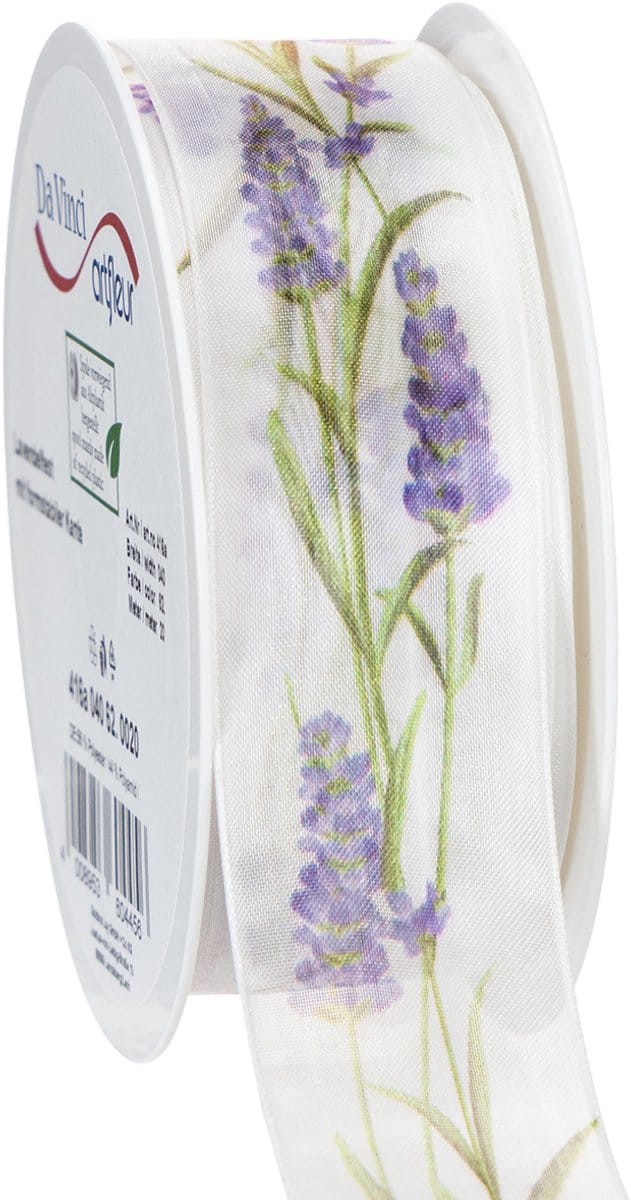 Organzalint, chiffonlint, decoratief lint, lavendel, 40 mm, 20 m