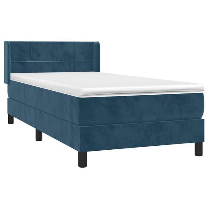vidaXL - Boxspring - met - matras - fluweel - donkerblauw - 80x200 - cm