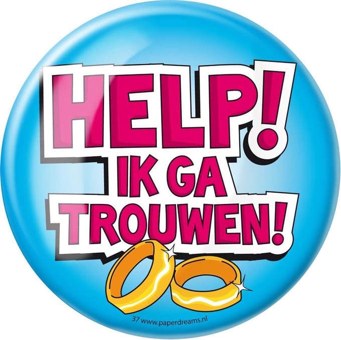 Paperdreams - Button XL - Help ik ga trouwen