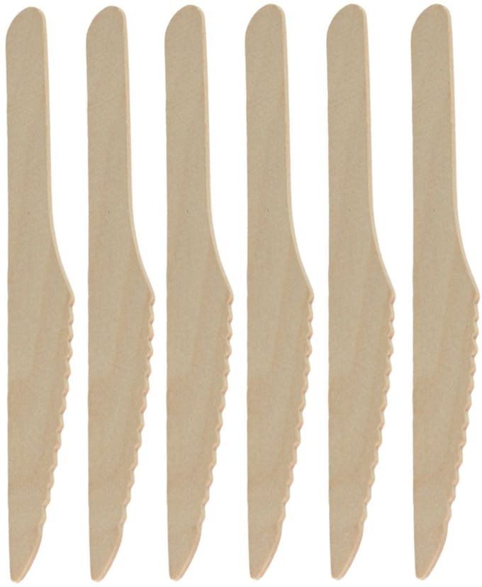DEPA BBQ/verjaardag/camping bestek - messen - 100x - hout - 16 cm - eco friendly/composteerbaar