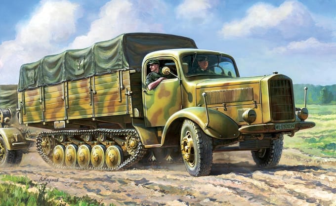Zvezda Modelbouwpakket Militaire voertuigen - 3603 Maultier L-4500R German Halftrack Plastic - 1:35 - Modelbouw