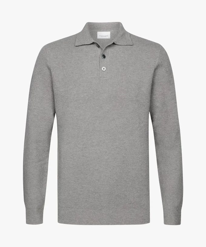 Polo lange mouwen Profuomo Grijs wol gebreid