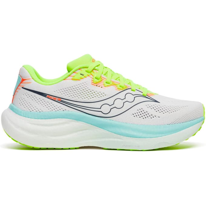 Saucony Ride 19 Neutrale schoen Dames-wit, turkoois