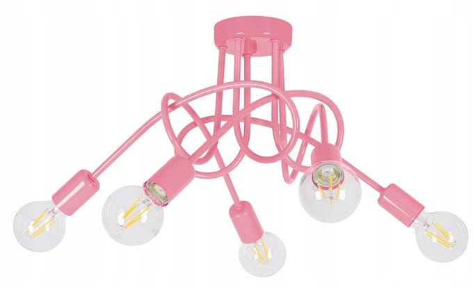 PASTI 5 Plafondlamp met 5x 6W LED Filament Lampen - Roze