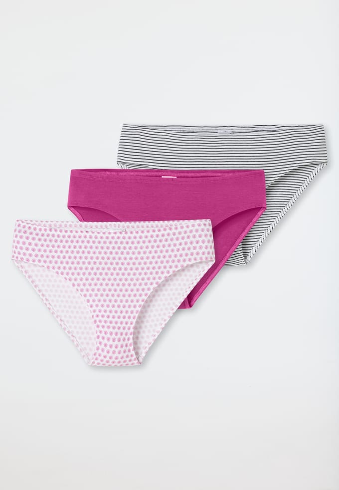 Slips, set van 3, met streepjes en bloemetjes, meerkleurig - 95/5 176