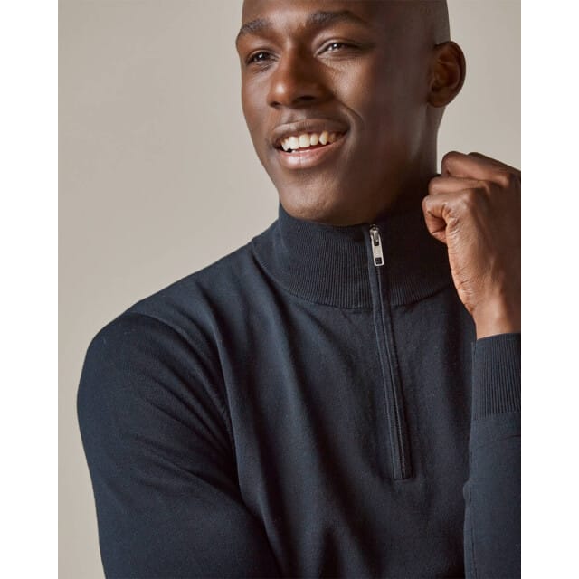 Profuomo Half Zip Pullover Luxury Donkerblauw (navy) - Maat S - Heren - Quarter zip