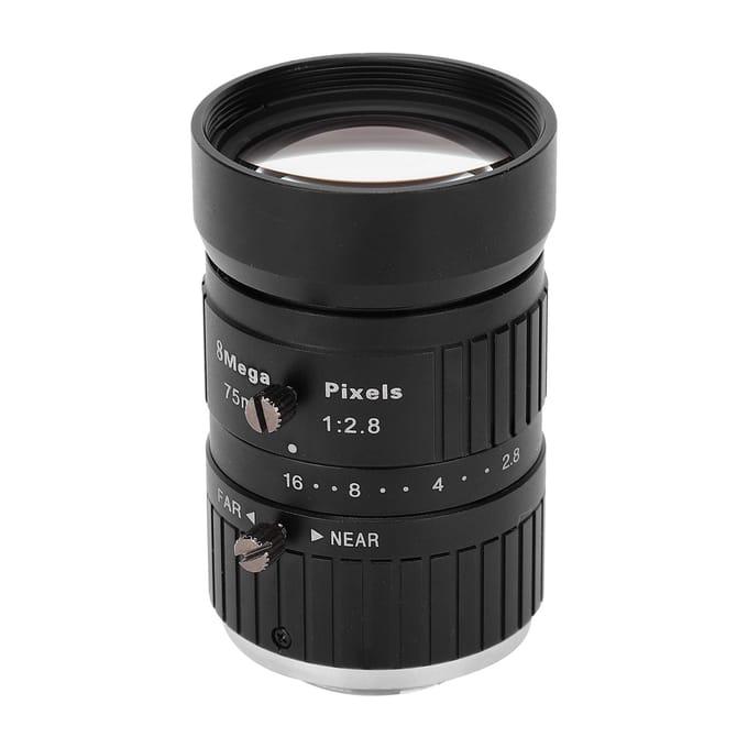 8MP Objectief C-Mount 75mm Brandpuntsafstand 1-inch Beeldformaat Handmatige Diafragma voor Industriële Camera gray