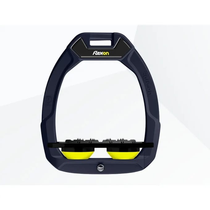 Ruitersveiligheidsbeugels Plat Ultra Grip Marine/Zwart/Geel Flex-On Safe-On