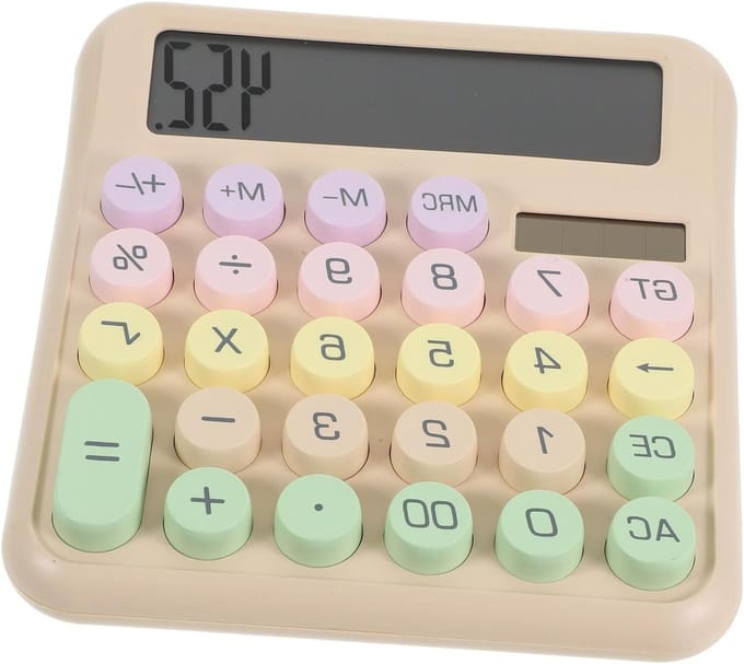 Rekenmachine Decor - Mini Calculator - Dagelijkse Berekeningen - Standaard Mechanisch Ontwerp - 15.5 cm Lengte - Beige