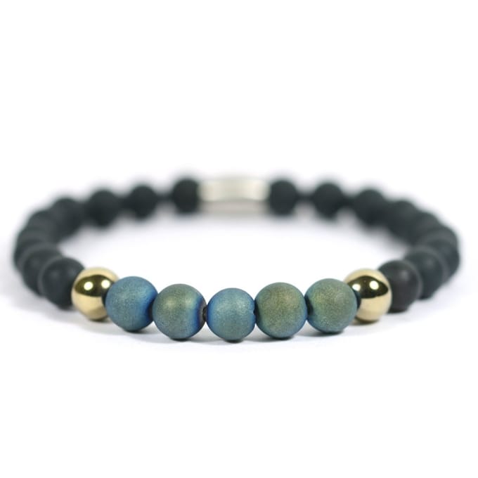 IbizaMen - Heren armband - matte onyx - groen agaat - 21cm