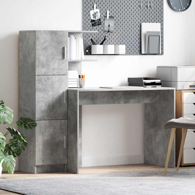 vidaXL - Bureau - Beton - Grijs - 133.5 - x - 50 - x - 124 - cm - 2 - st