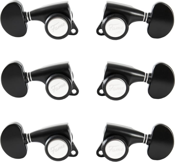 Fame 334GM Locking Tuners 3+3 Black - Stemmechaniek voor gitaar