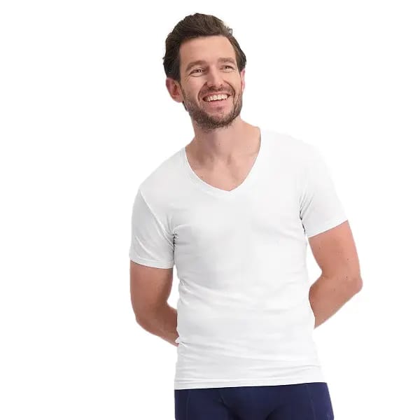 Comfortabel & Zijdezacht Bamboo Basics Slimfit T-Shirts Vinn V-hals (2-pack) - Wit - M