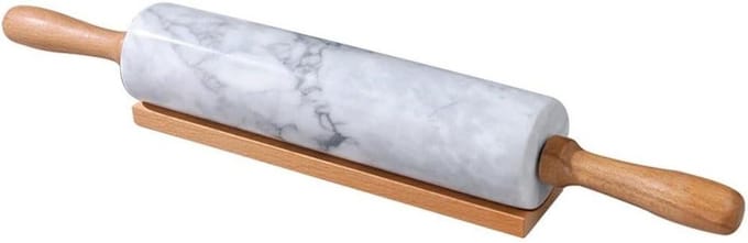 Marmeren deegroller - Bakgereedschap set - Bakken en braden - Met handige basis - 45 cm - Grijs