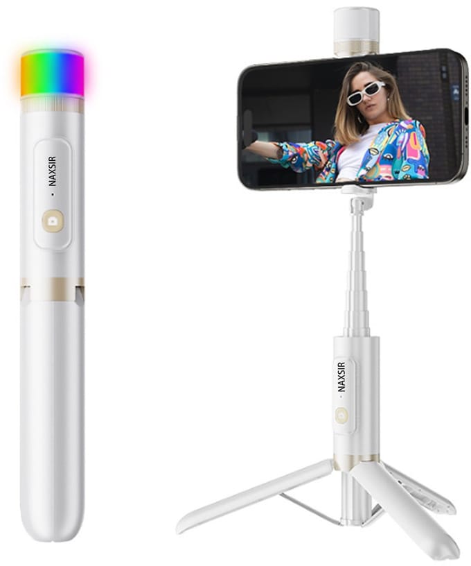 NAXSIR Magnetische Selfie Stick met Statief & Bluetooth Afstandsbediening - Handy & Draagbaar