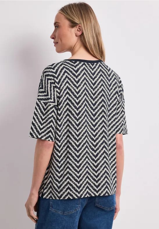 Shirt met ronde hals en all-over print