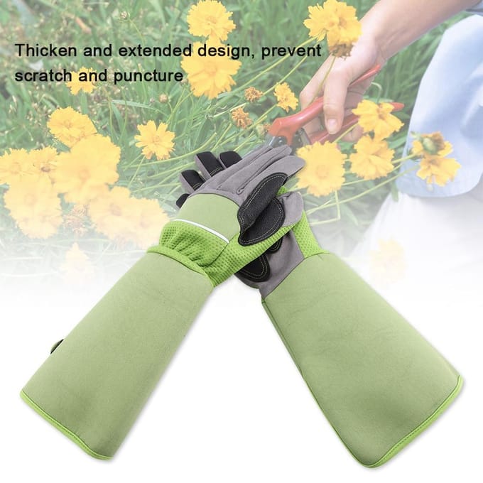 Gants de Jardinage Longs Rose Élagage Résistants aux Perforations Travail Cour Gant(vert) vert