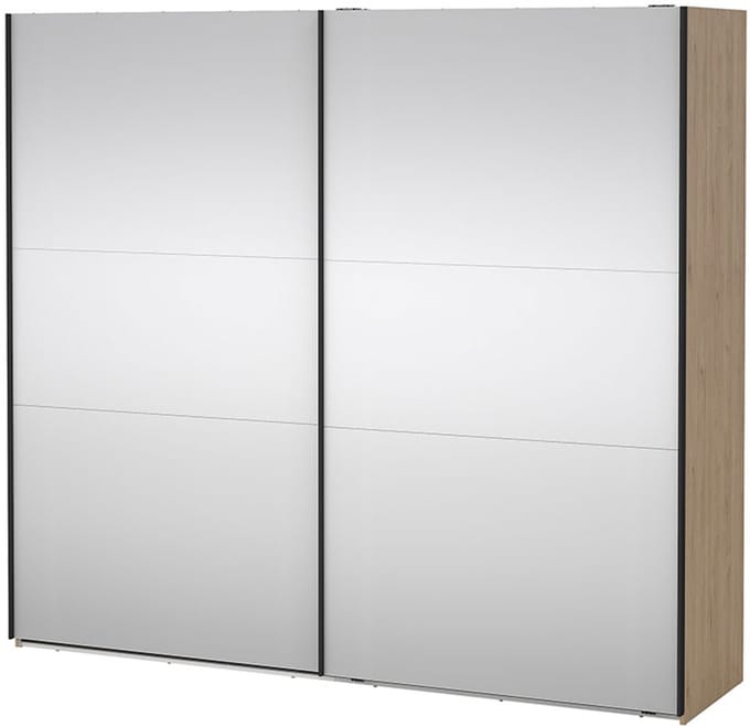 Como schuifdeurkast 2 deuren met spiegel 245x220cm eikdecor.