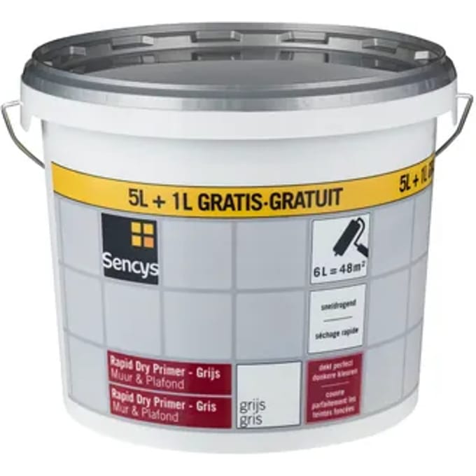 Sencys Rapid Dry Primer - Muur En Plafond - Mat Grijs - 6l