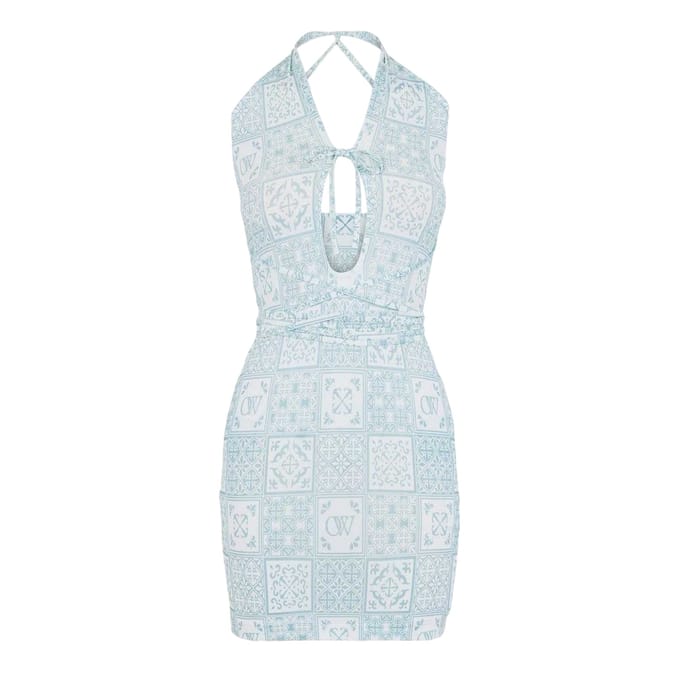 Off White Mini-jurk met bandana-print voor dames (Blauw/Wit)