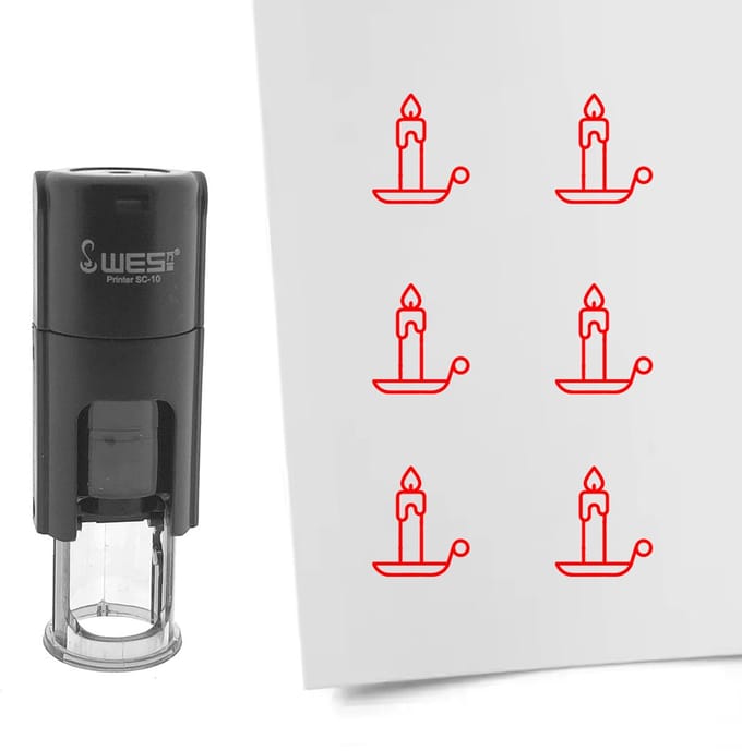 CombiCraft Stempel kaars 10mm rond rode inkt - per 1 stuk