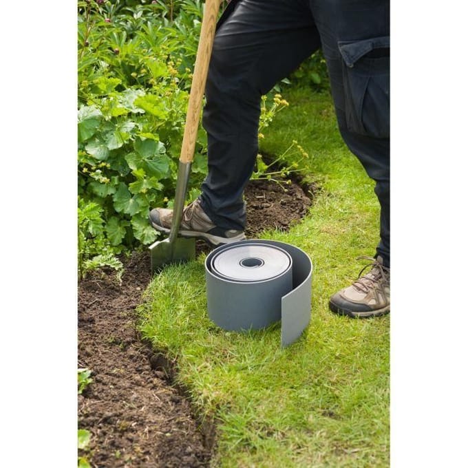 Nature - Borderrand op rol - Grijs - 15cm x 10m - 3mm dik - flexibel
