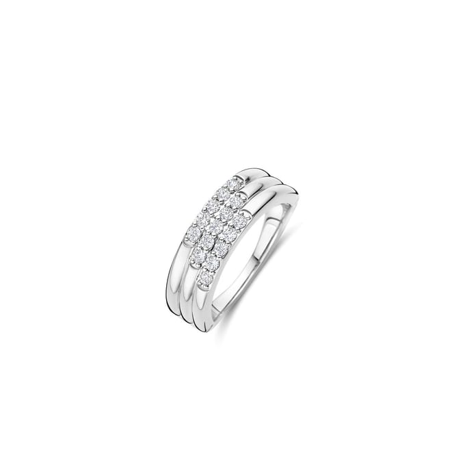 TI SENTO Dames Ring - 925 zilver - Zirconia wit - Maat 17.75 mm / maat 56 - 12411ZI