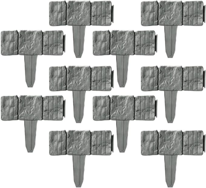 Tuinrand Steenlook - Landschapsborder Imitatie - Tuin Afscheiden - Flexibel Modulair - 25x23cm - Grijs